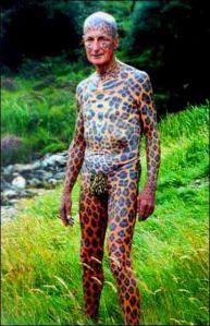Tom Leppard, formerly the worlds most tattooed man. He's from Scotland, not Mars.
