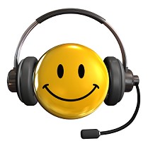 Smiling customer service rep